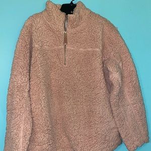 Light Pink Sherpa Quarter Zip